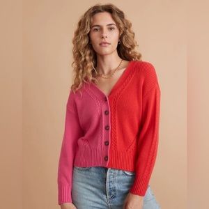 Marine Layer Robin Crop Cardigan in Bubblegum/Vermillion